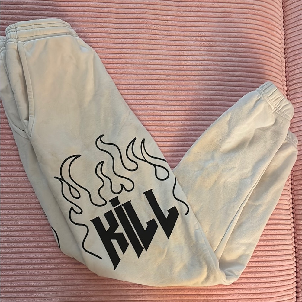 Kill Crew Cream and Black Flame Sweatpants